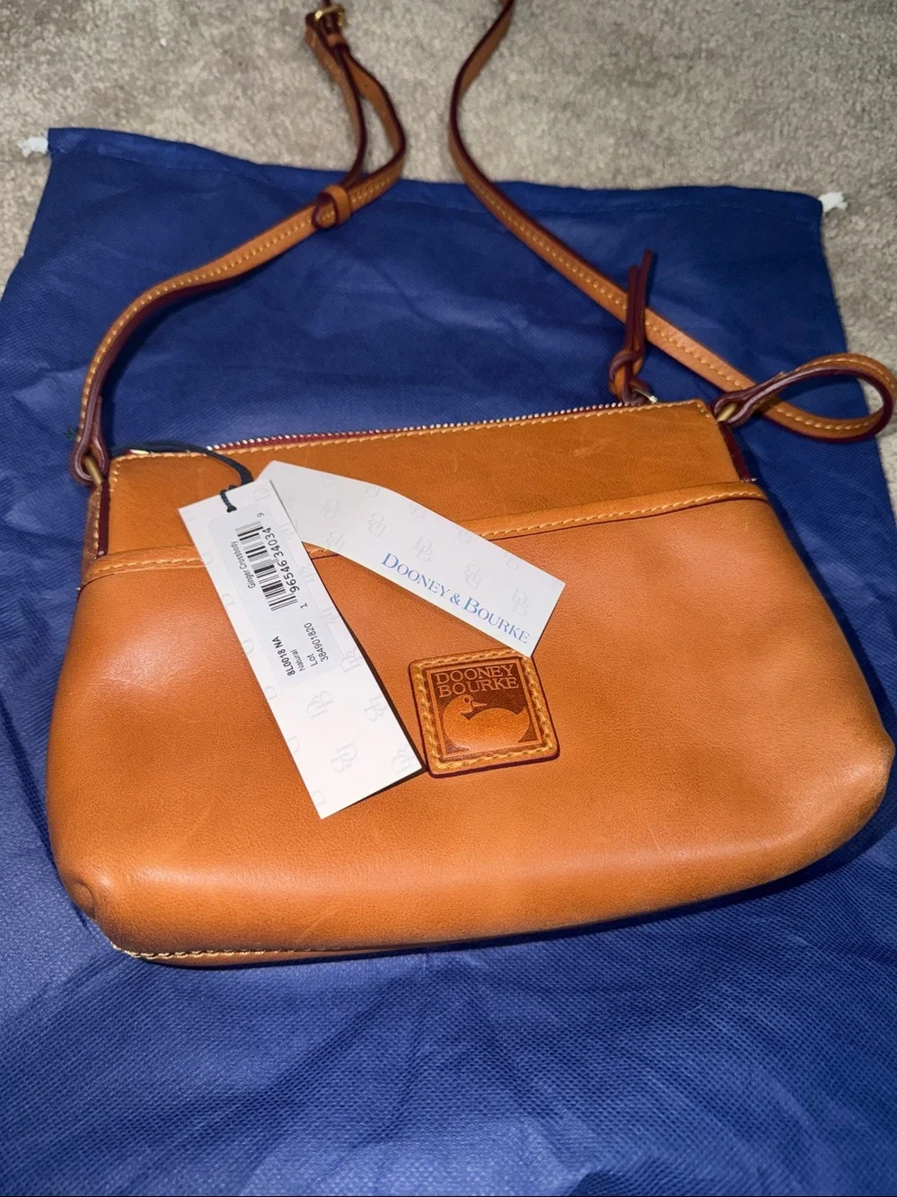 NWT - Dooney & Bourke Ginger Cognac Florentine Leather Crossbody Bag
